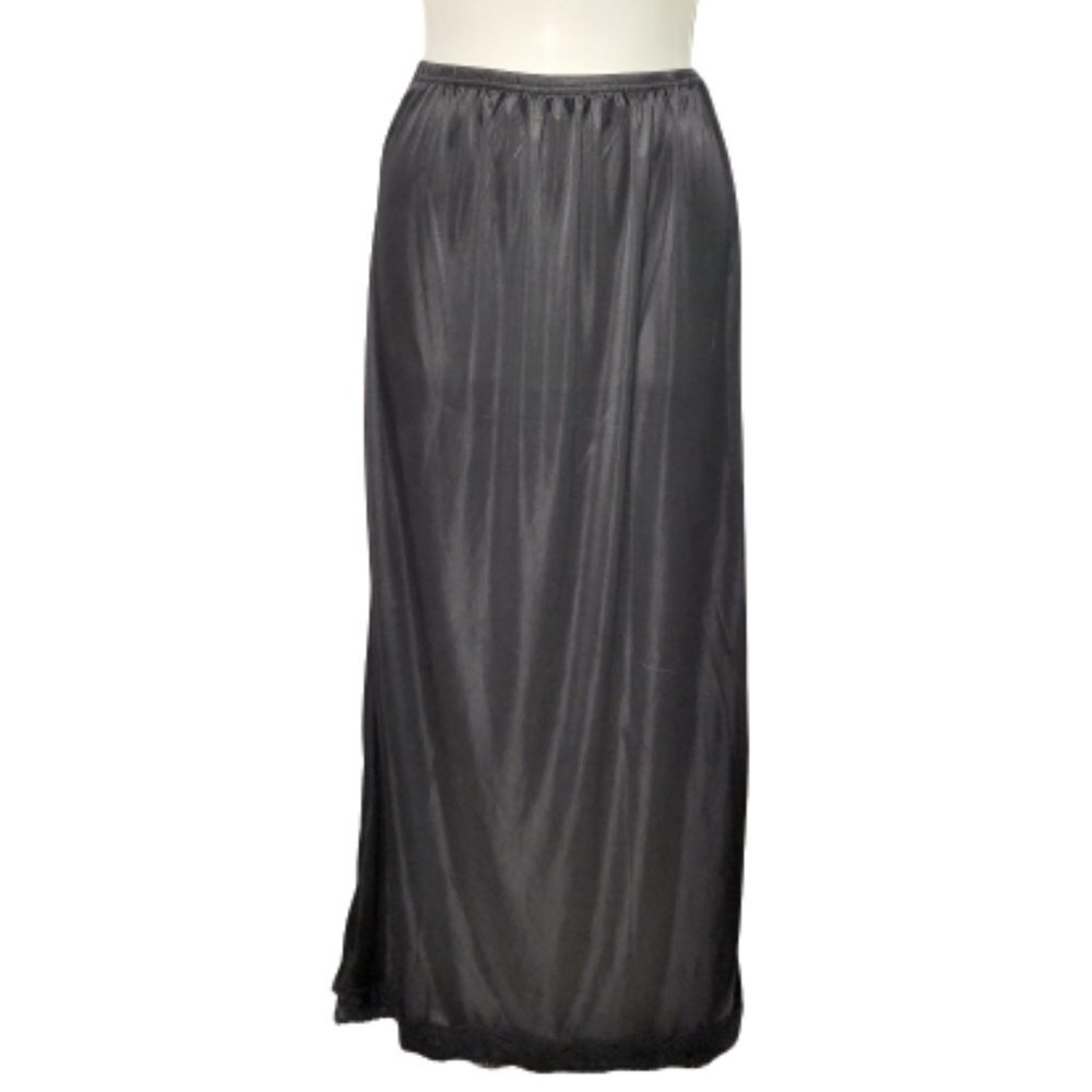 Elastic Waist Black Long Skirt with Black Lace Size S/M